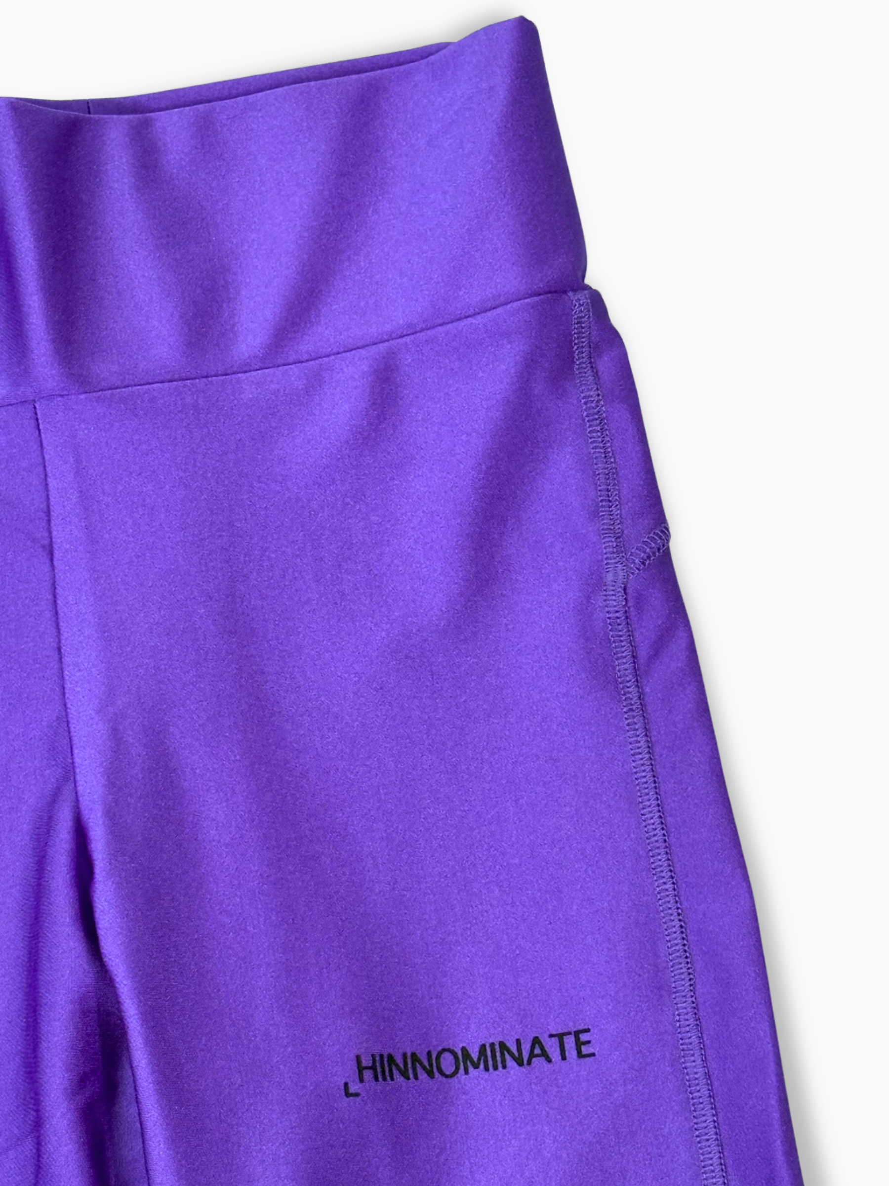 Leggings Viola In Lycra Lucida Con Stampa Laterale