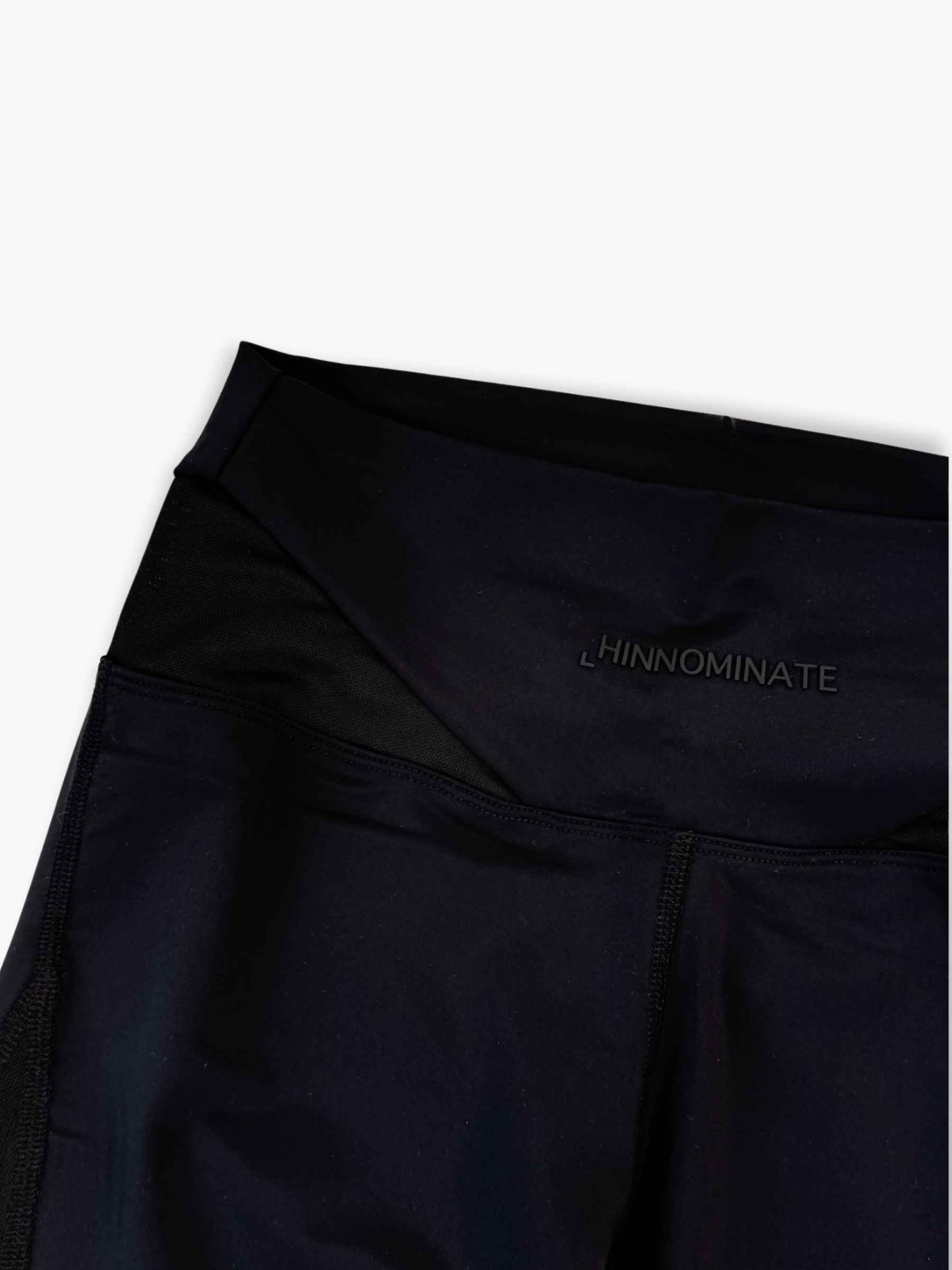 Leggings Neri In Lycra Lucida Con Stampa Laterale