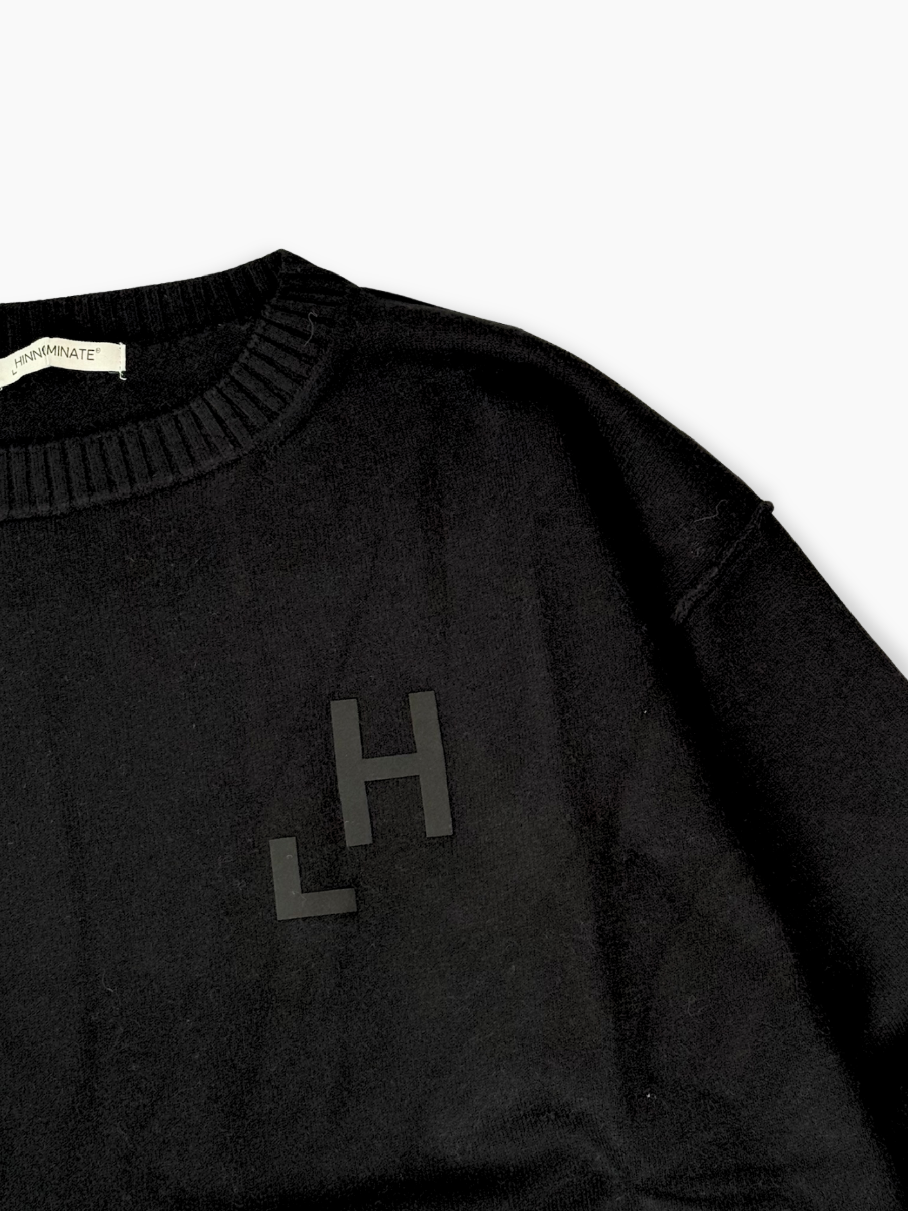 Maglia Nera Paricollo Con Stampa Flock