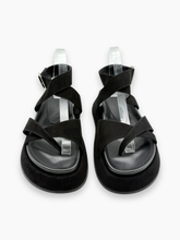 Black Leather Sandals With Platform Sole -  | dBlank
