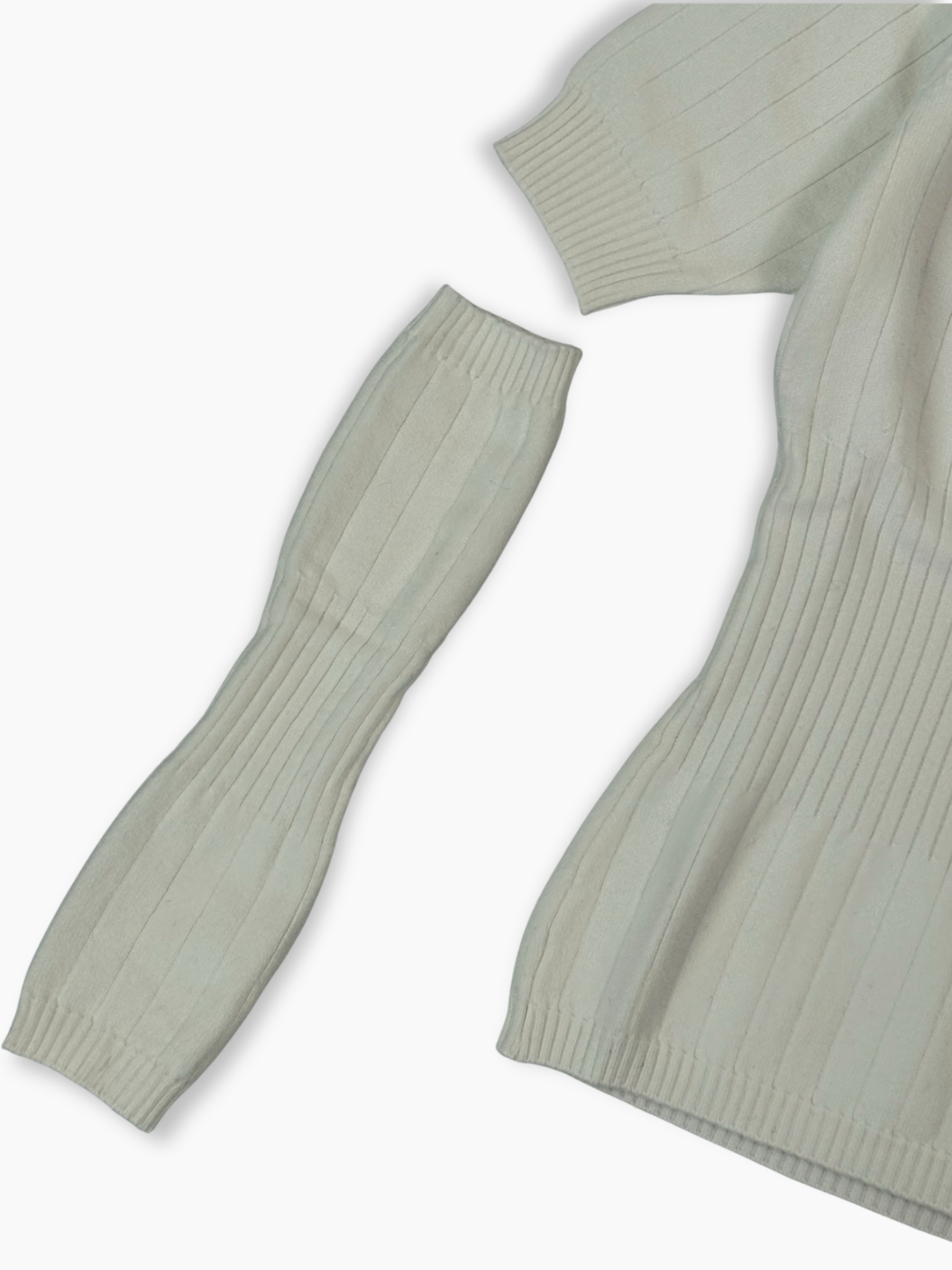 Maglia Bianca In Costina Con Manicotti Rimovibili