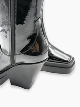 Black Patent Leather Wedge High Boots -  | dBlank