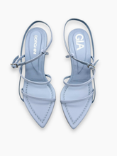 Blue Sandals with Straps and Sculptural Heel -  | dBlank