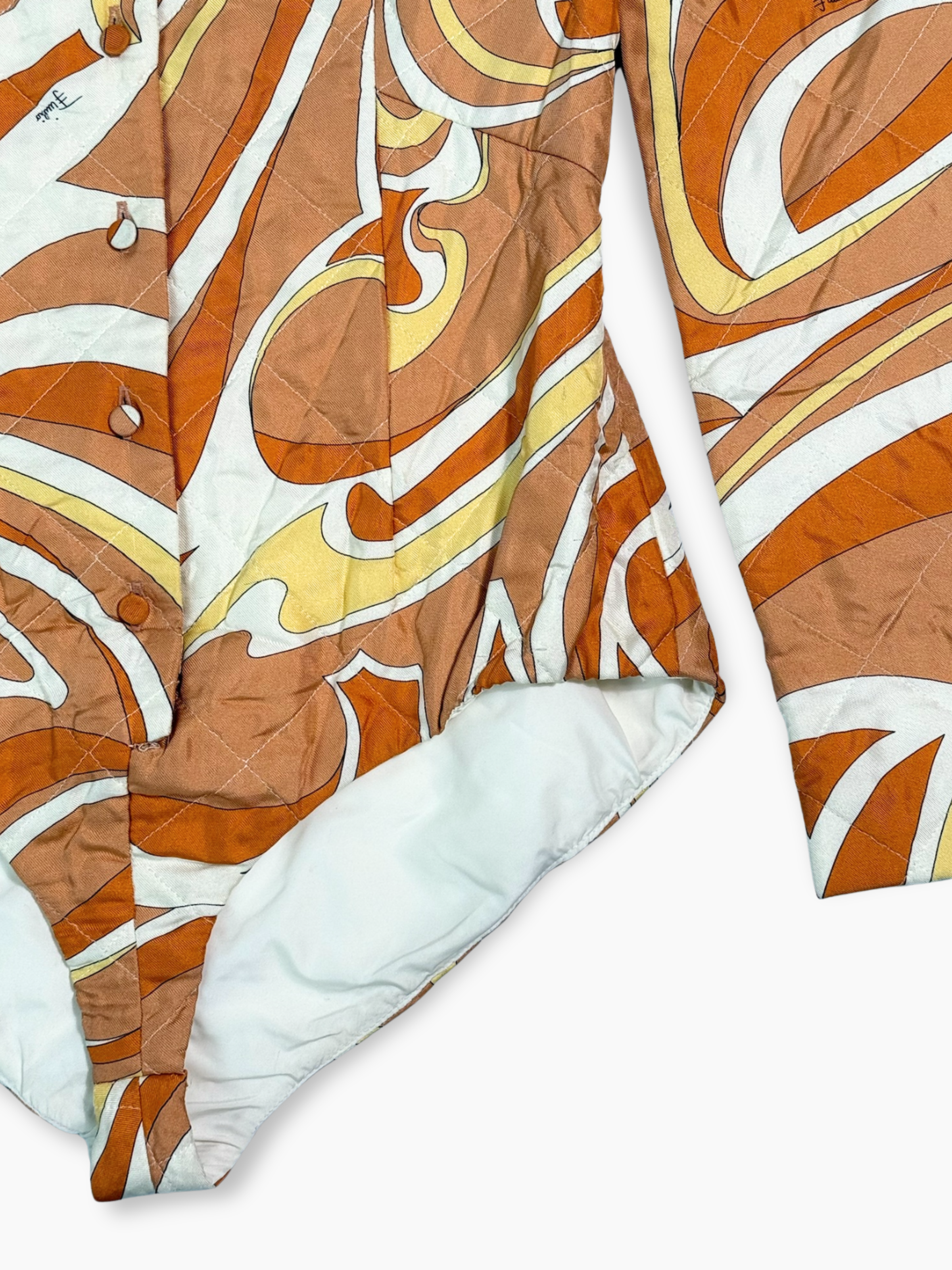 Body Arancione Con Stampa Geometrica
