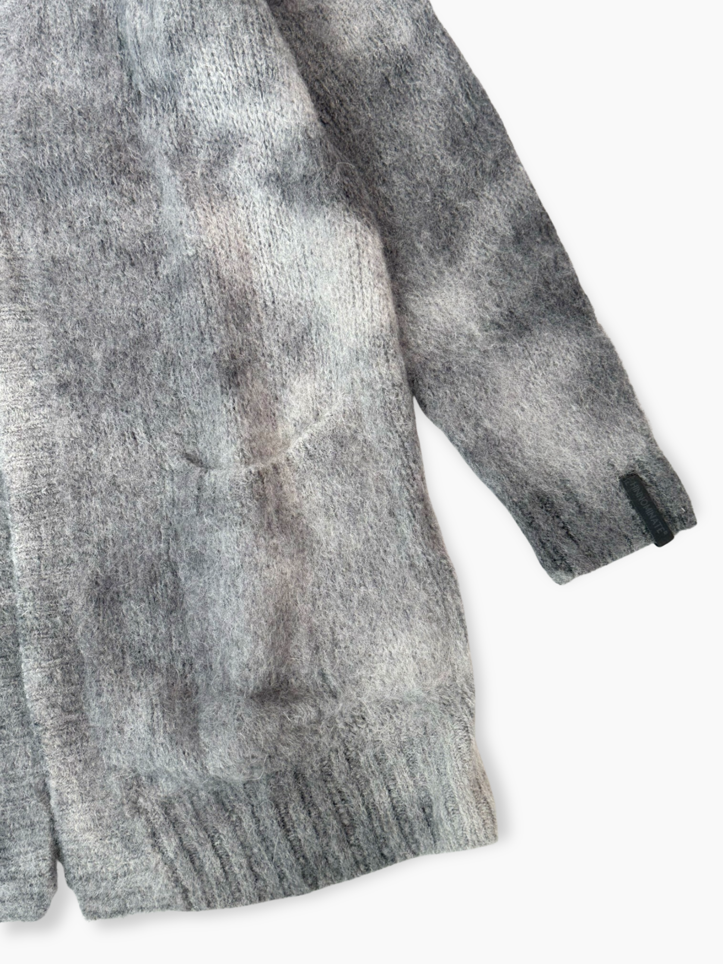 Cardigan Grigio Melange Effetto Tie-Dye In Mohair