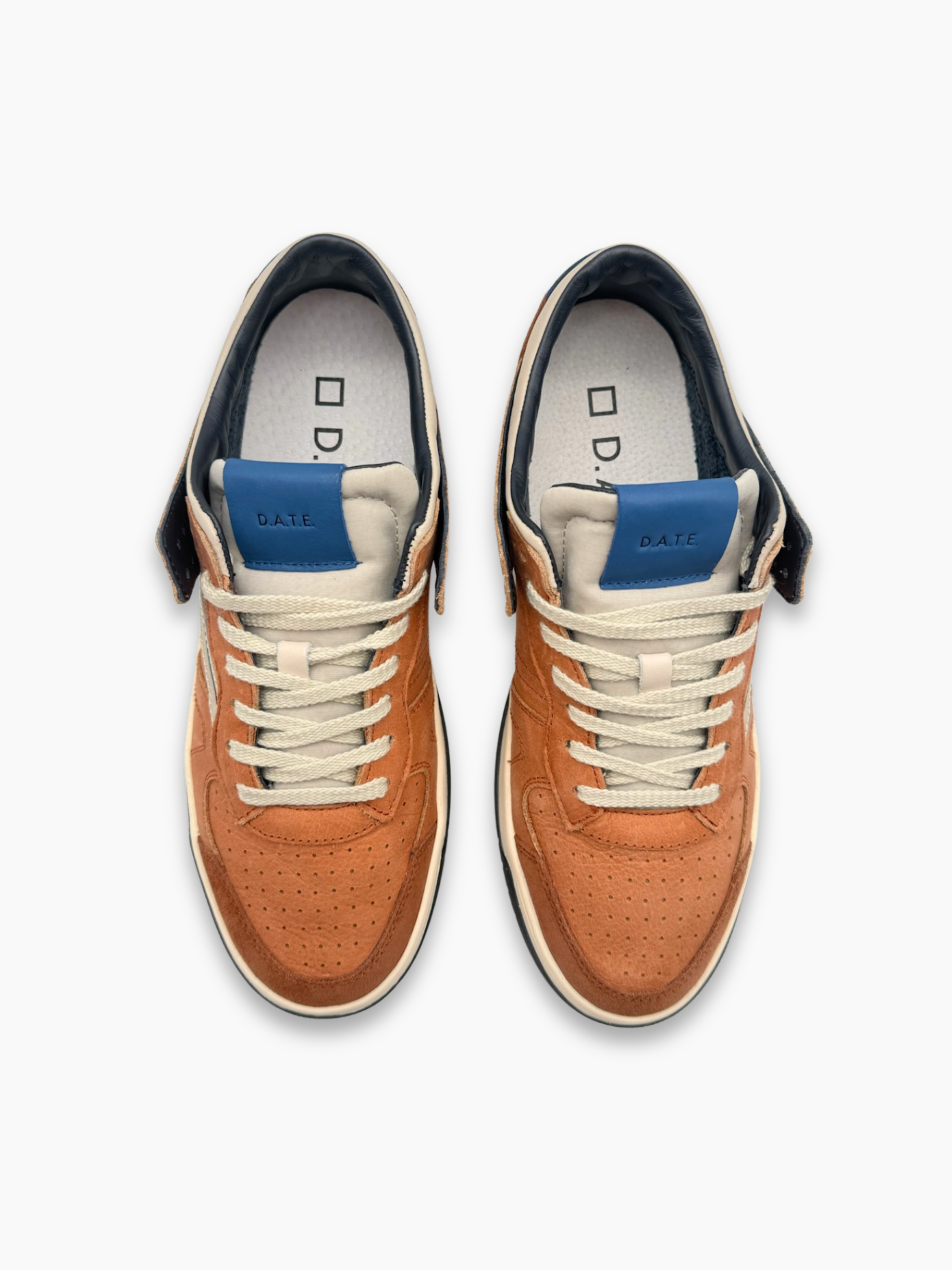 Sneakers Marroni E Blu In Pelle E Suede