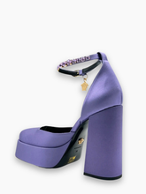 Lilac Satin Pumps With Platform And Jewel Strap -  | dBlank