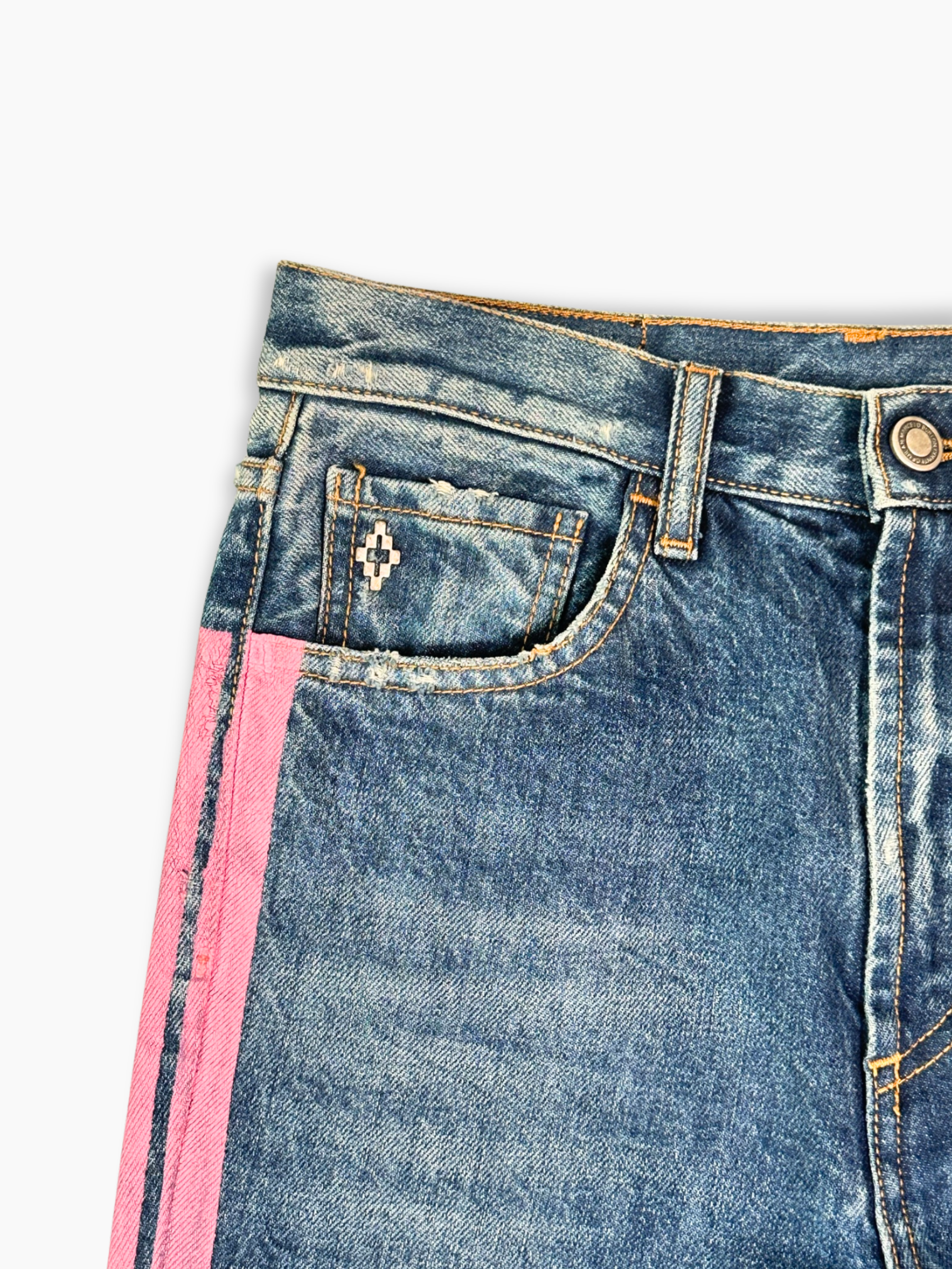 Jeans Svasati Blu Con Bande Rosa E Blu