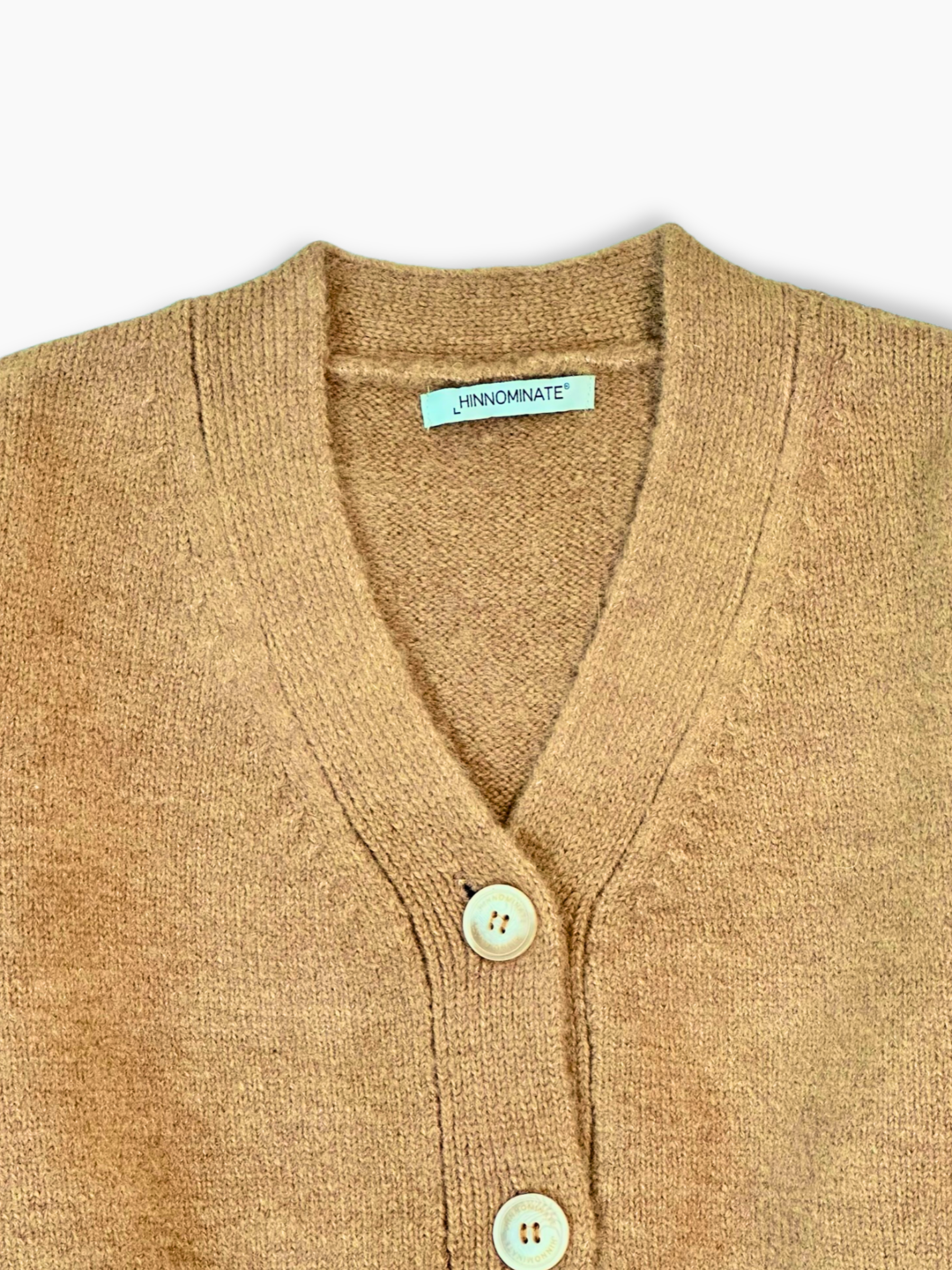 Cardigan Corto Nocciola In Maglia