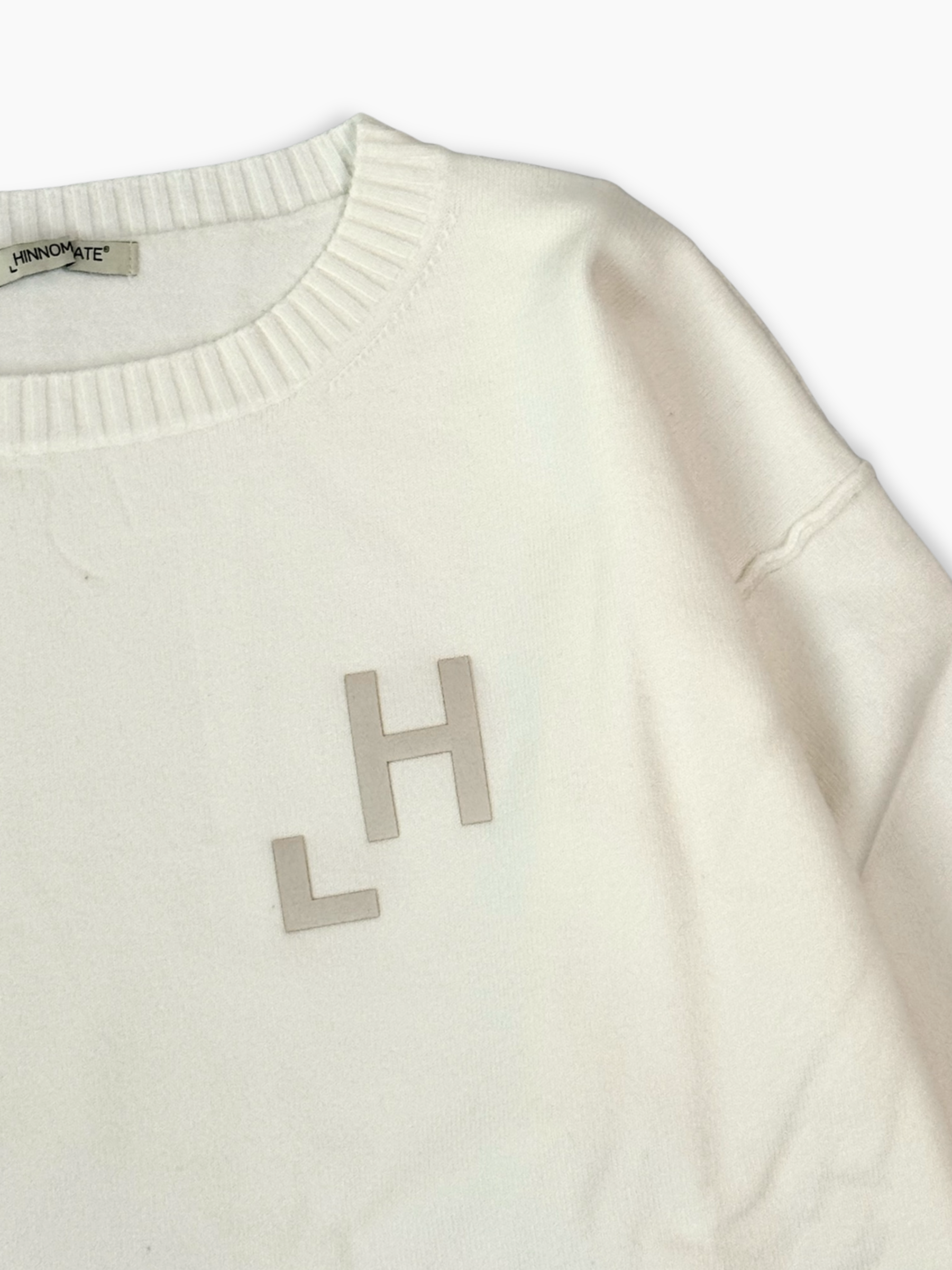 Maglia Girocollo Bianca Con Stampa Flock