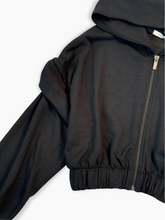 Felpa Corta Nera Con Zip E Cappuccio - Nero | dBlank