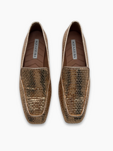 Gold Python-Effect Leather Loafers -  | dBlank