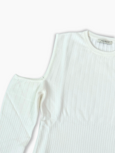 White Ribbed Cut-Out Sweater -  | dBlank