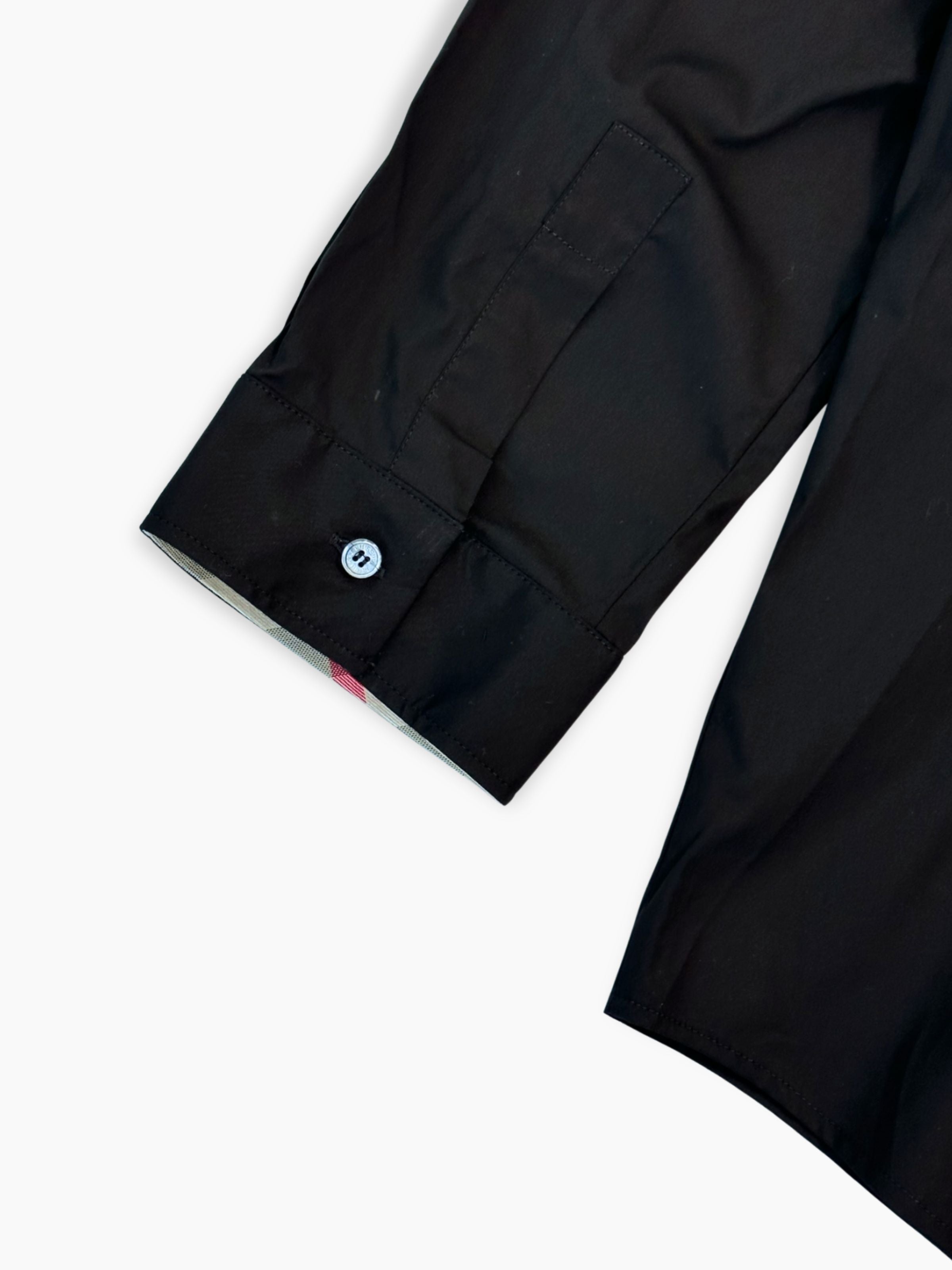 Burberry Black Cotton Shirt with Check Collar