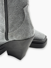 Grey Denim Wedge High Boots -  | dBlank