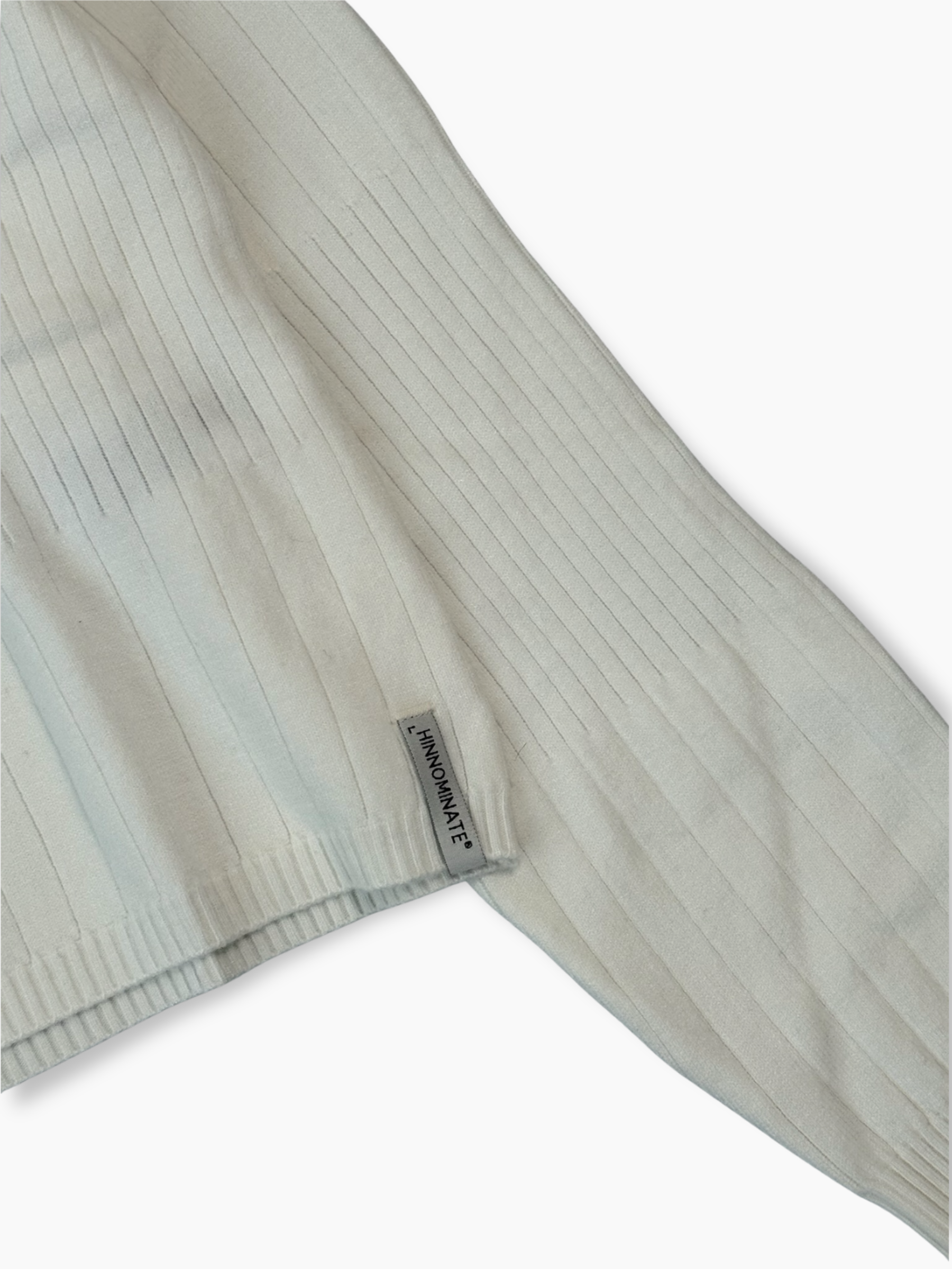 Maglia Bianca A Costine Con Collo Alto