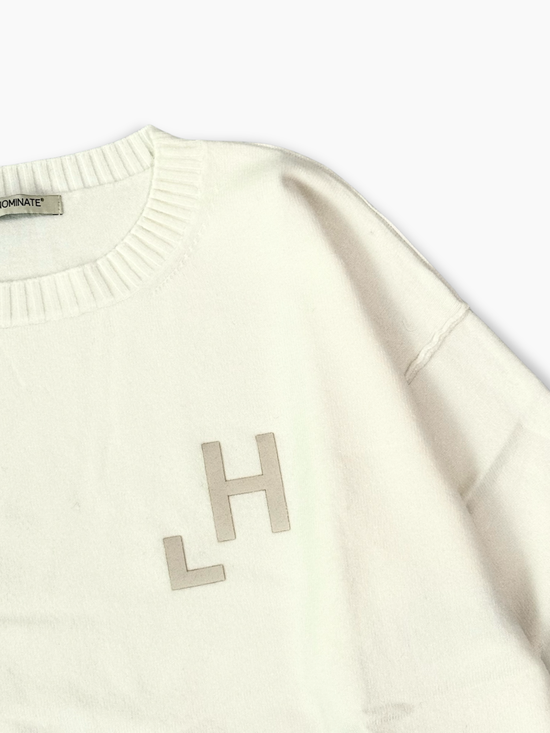 Maglia Cropped Bianca Con Stampa Flock