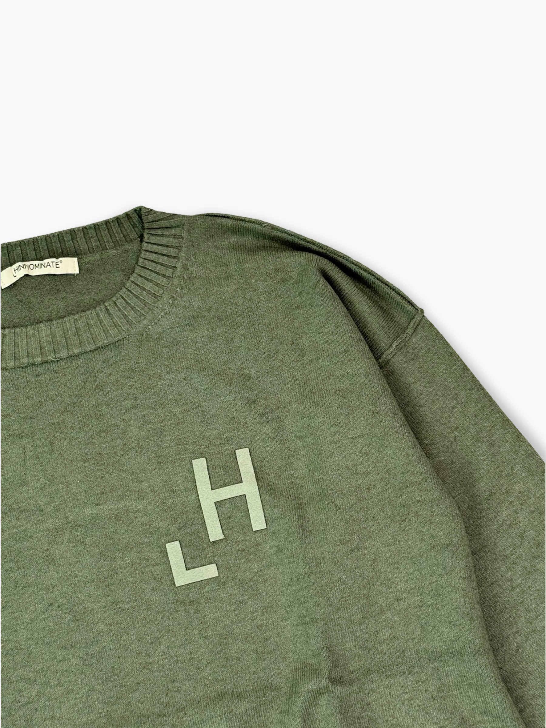 Sage Cropped Sweater With Flock Print