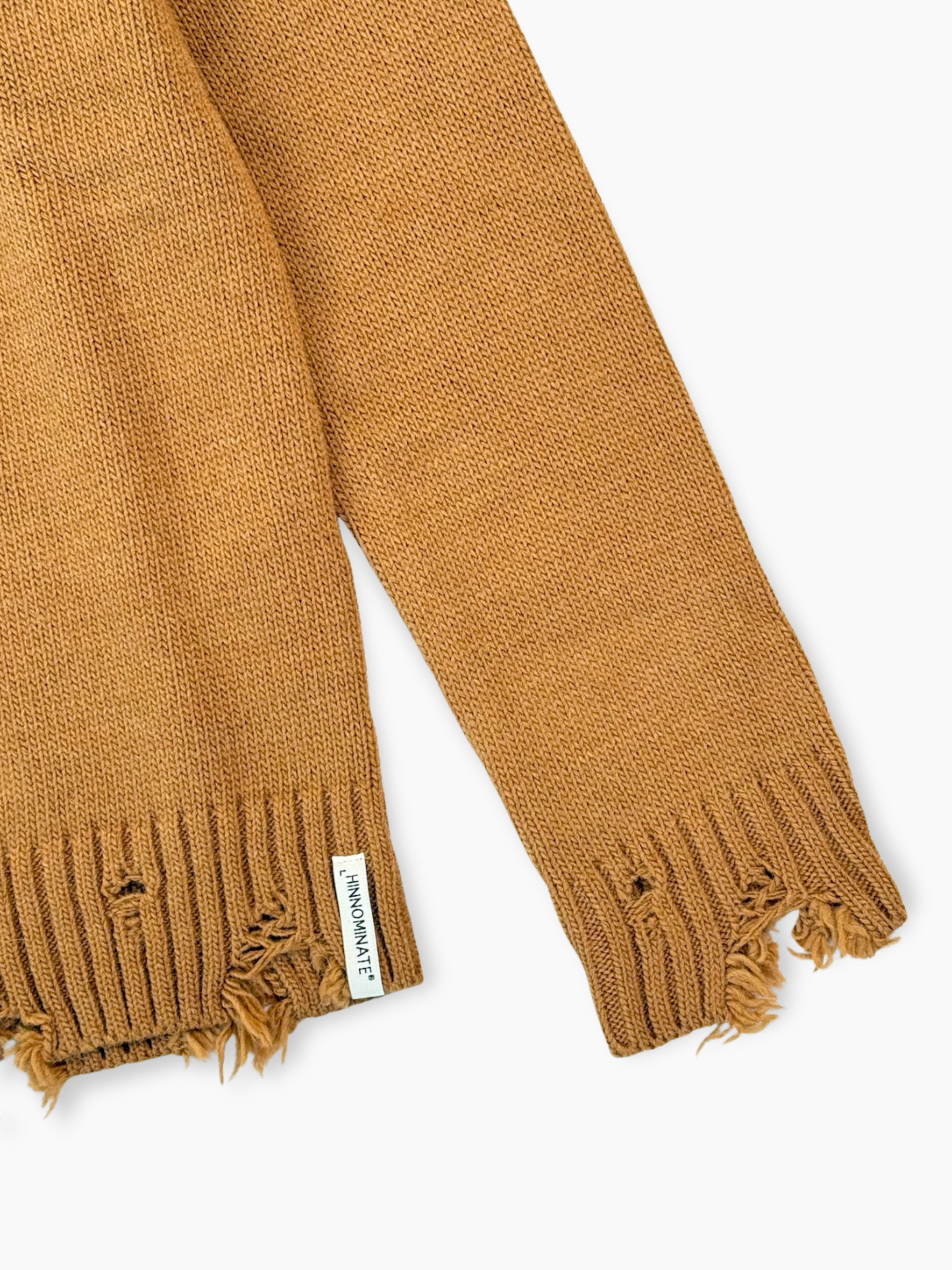 Maglione Distressed Marrone In Misto Lana