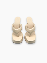 Beige Patent Leather Wedge Heel Sandals -  | dBlank