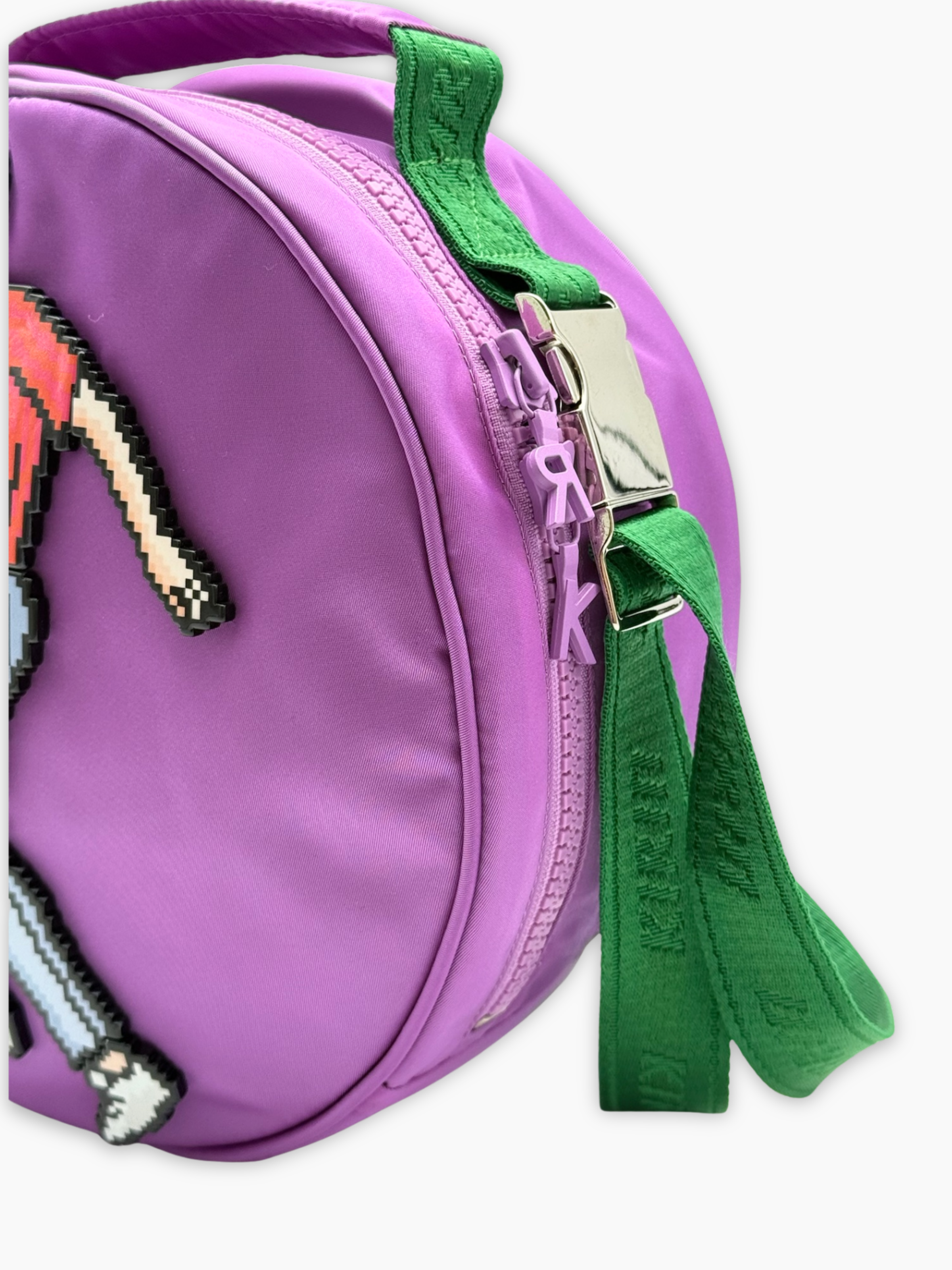 Purple Round Bag With Shoulder Strap