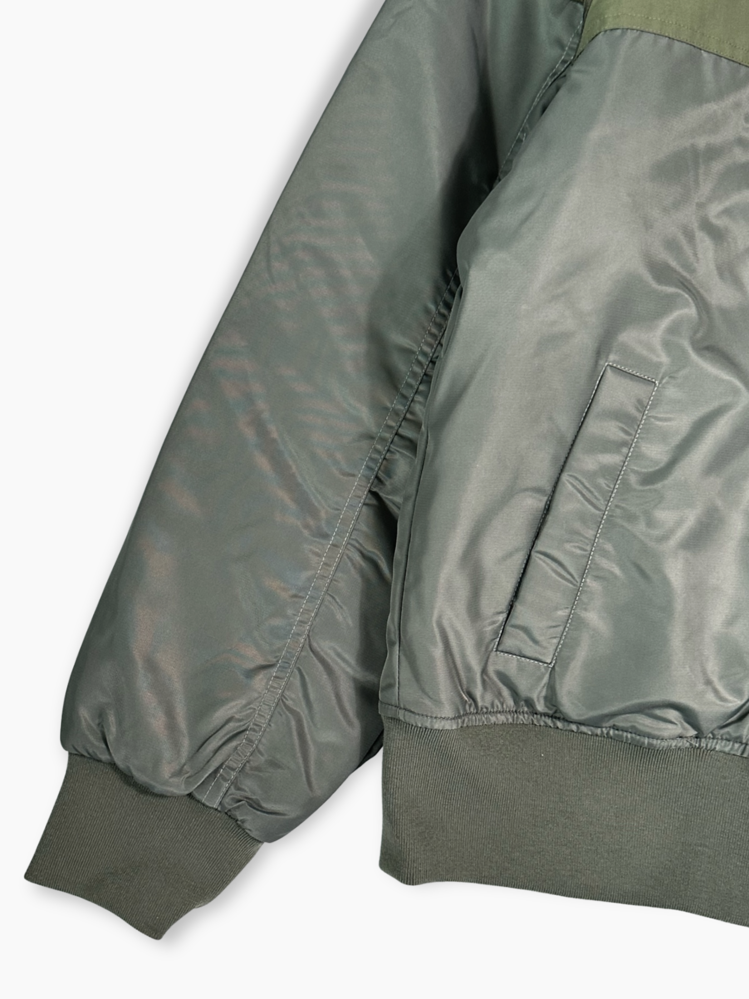 Bomber Verde Bicolore Con Cappuccio