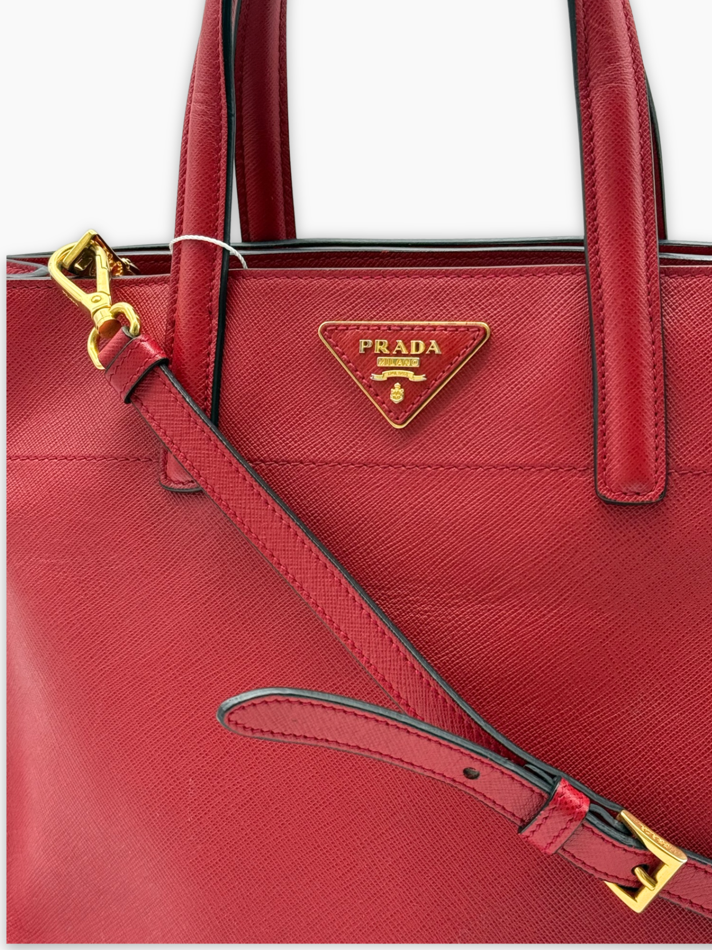 Tote Morbida In Pelle Saffiano Rosso Ciliegia