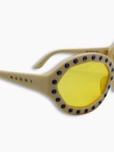 Occhiali Da Sole Gialli Con Montatura Panna E Cristalli Blu - Giallo | dBlank