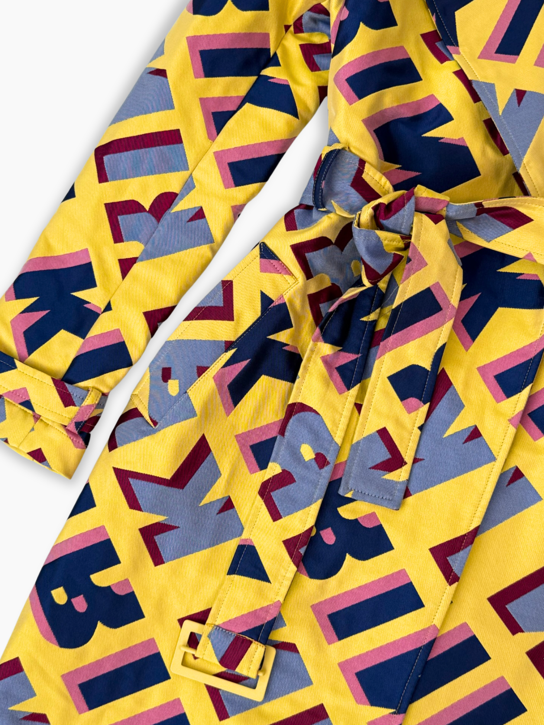 Long trench coat in multicolor jacquard