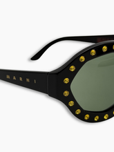 Occhiali Da Sole Neri Oversize Con Cristalli Dorati - Nero | dBlank