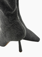 Stivali Alti In Tessuto Grigio Con Tacco -  | dBlank