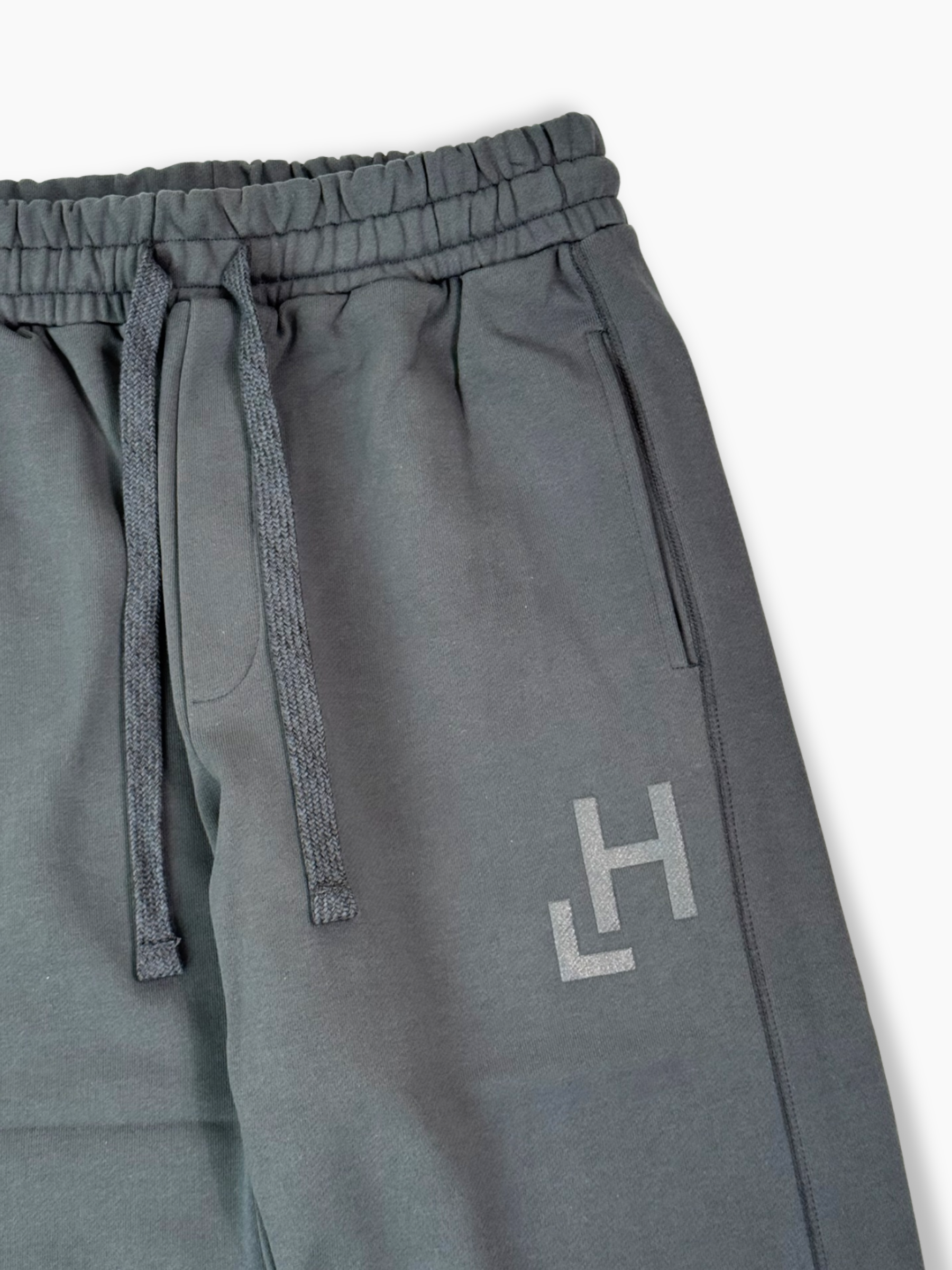 Pantaloni Color Ferro In Felpa Con Doppie Cuciture