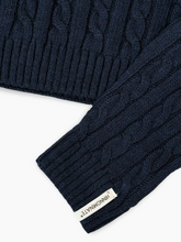 Blue Cable Knit Sweater with Crew Neck -  | dBlank