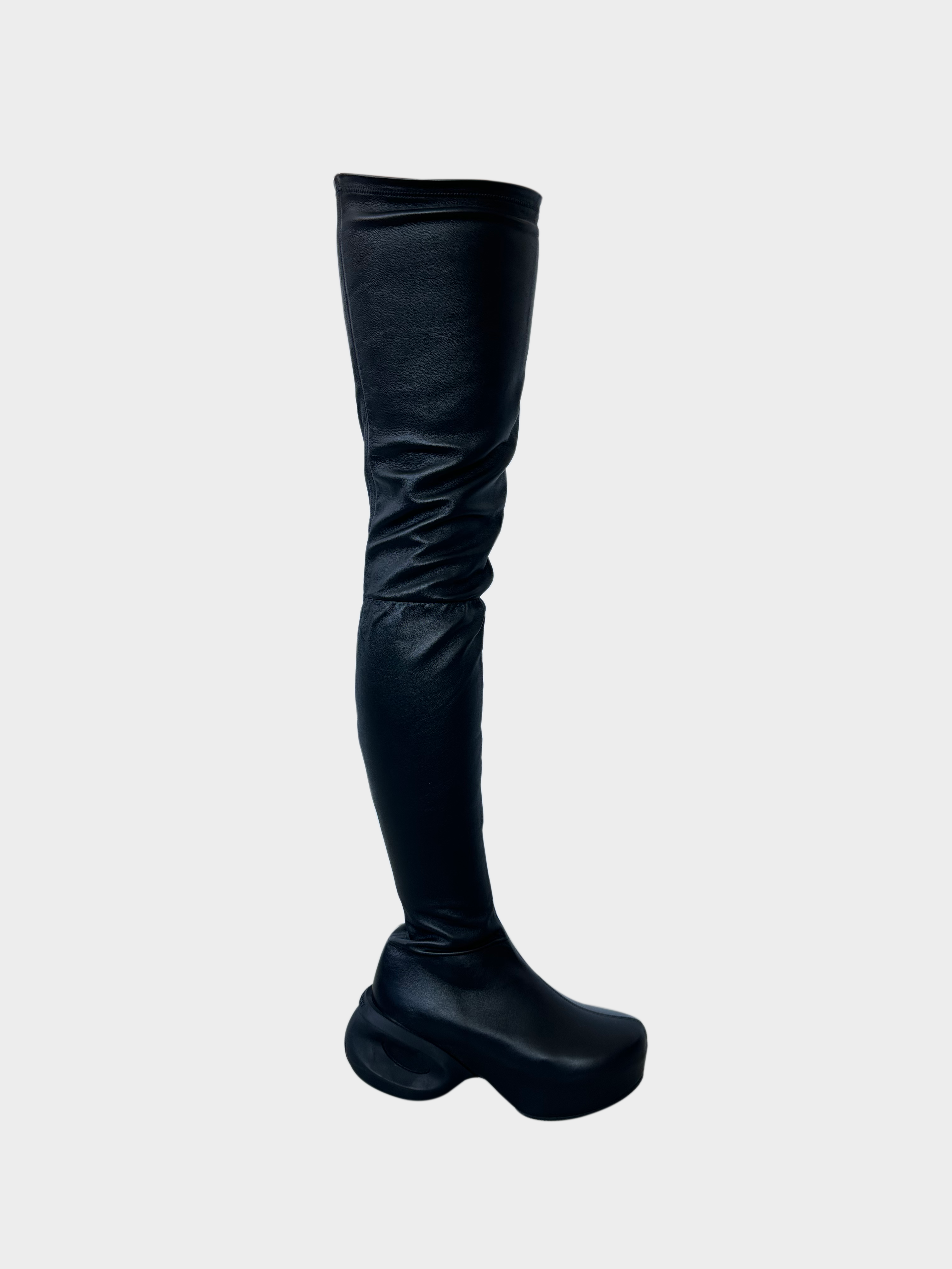 Over The Knee Boots In Matte Black Leather
