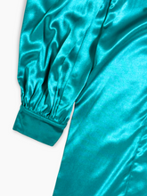 Emerald Green Satin Dress with Belt -  | dBlank