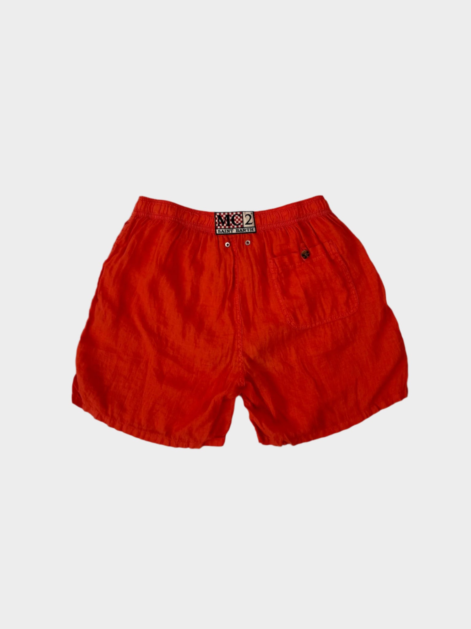 Costume Da Bagno In Lino Tinta Unita Arancione