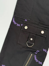 Black Pants With Purple Print And Utility Details -  | dBlank