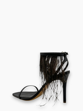 Brown Feather Fringe Leather Sandals -  | dBlank