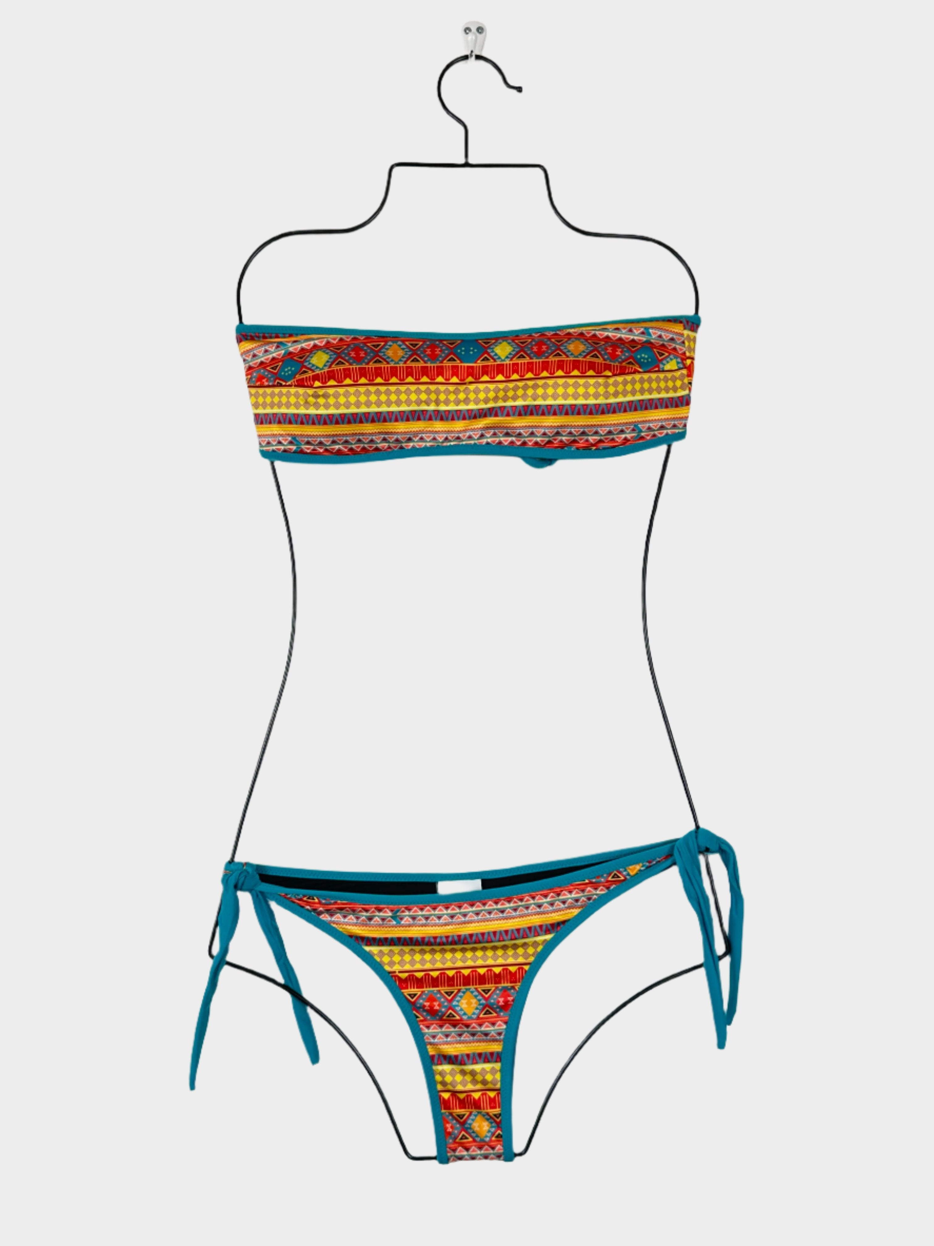 Pattern Contrast Band Bikini