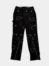 Black Pants With Purple Print And Utility Details -  | dBlank