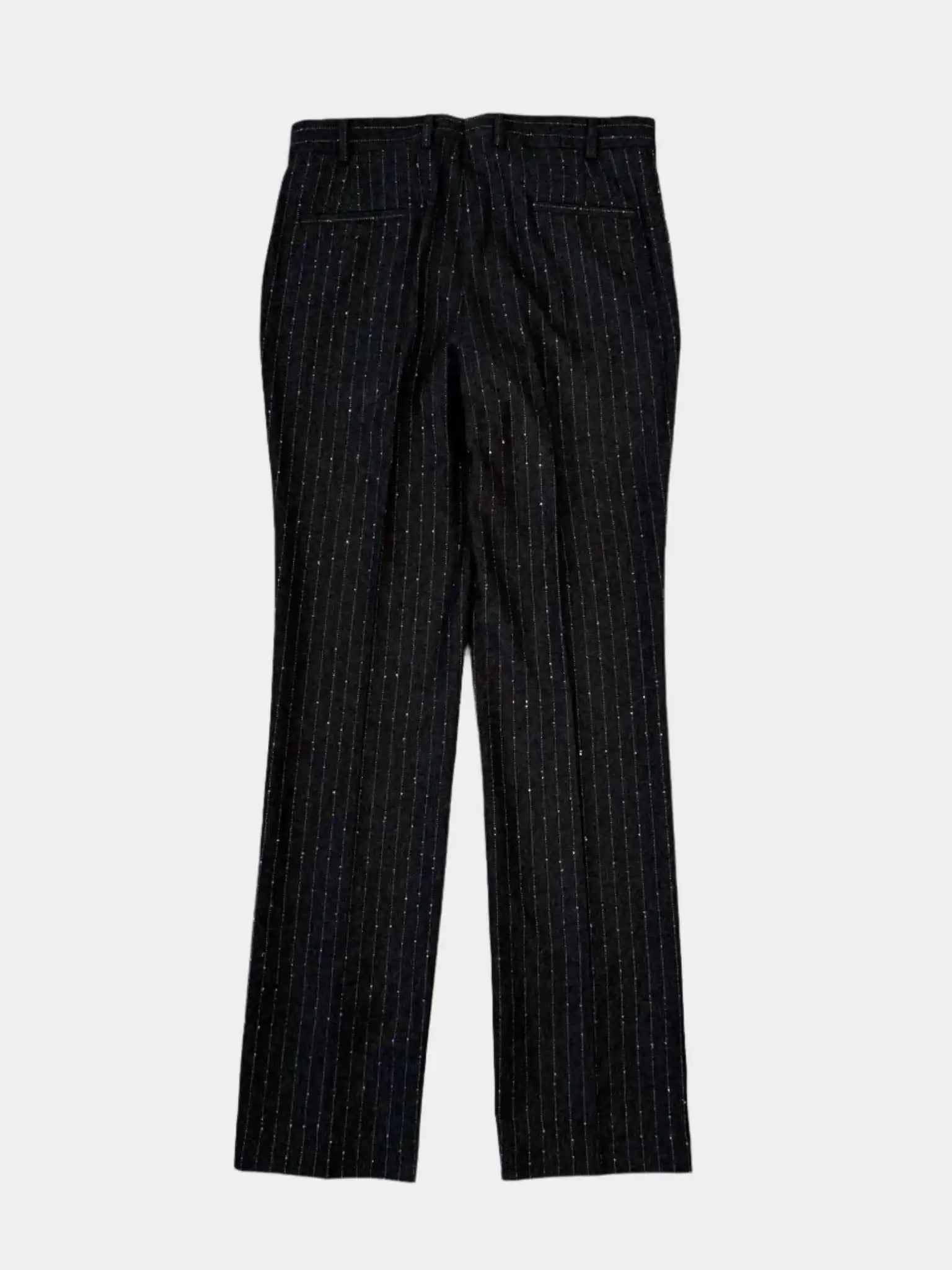 Pantaloni Gessati Con Filato Brillante