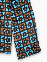 Camicia Geometrica Marrone Azzurra - Multicolore | Qlhype