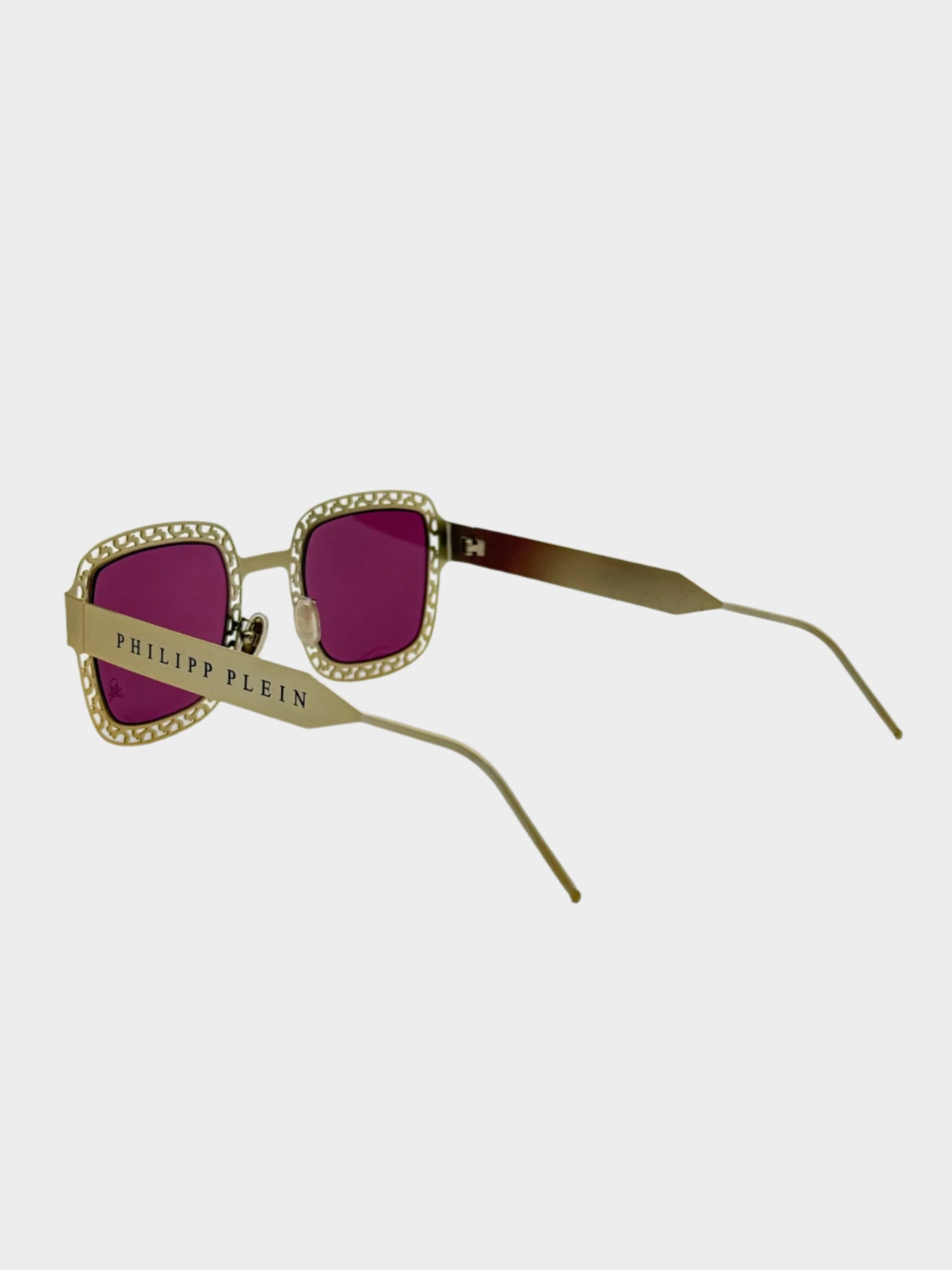 Occhiali Oro Con Lenti Rosa E Montatura Traforata