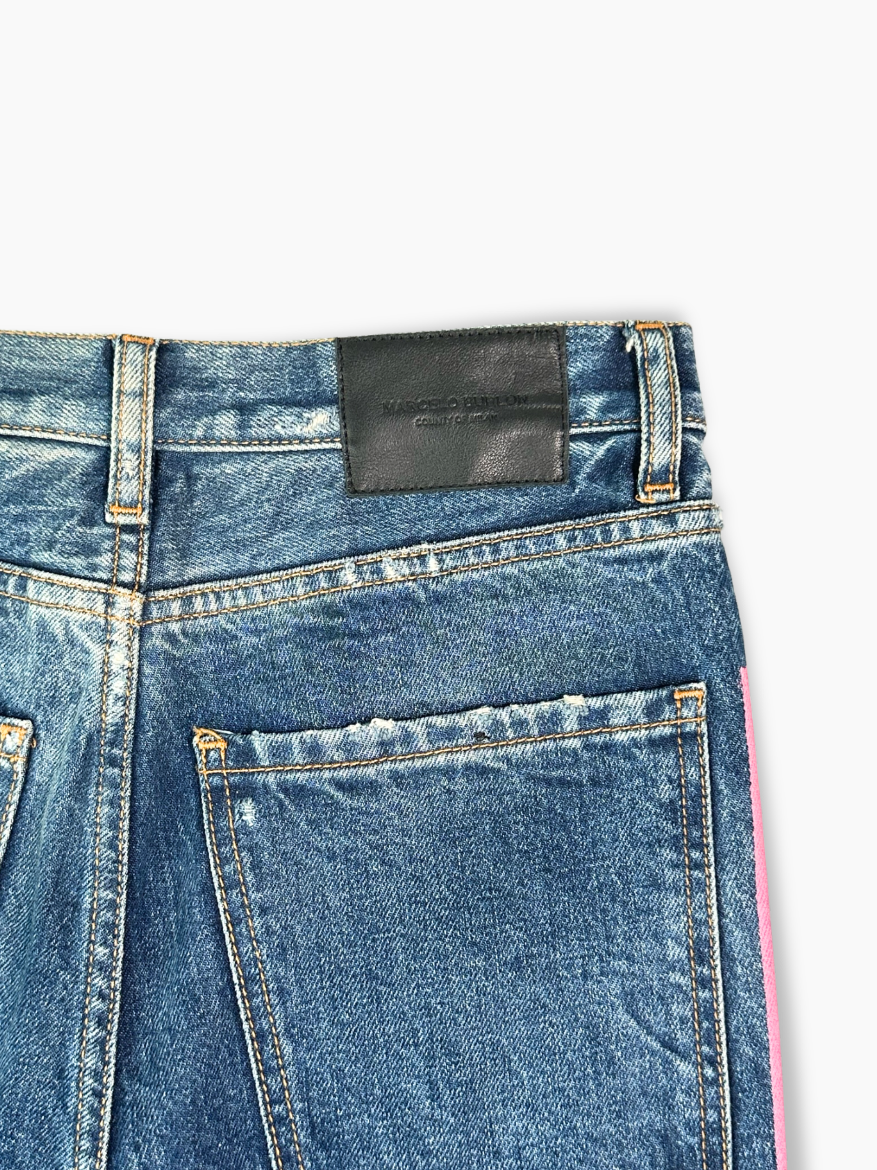 Jeans Svasati Blu Con Bande Rosa E Blu