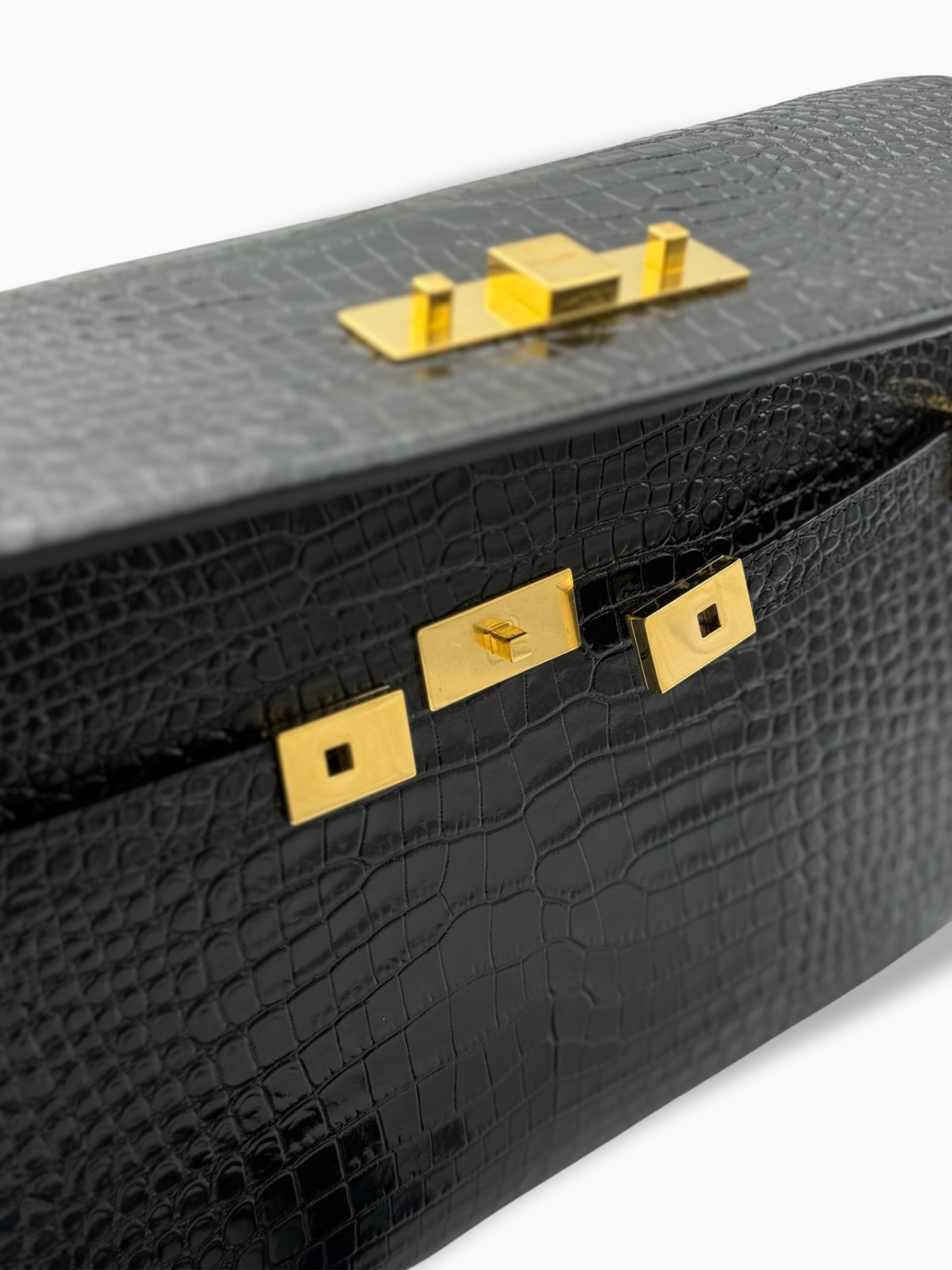 Borsa Manhattan In Pelle Nera Cocco