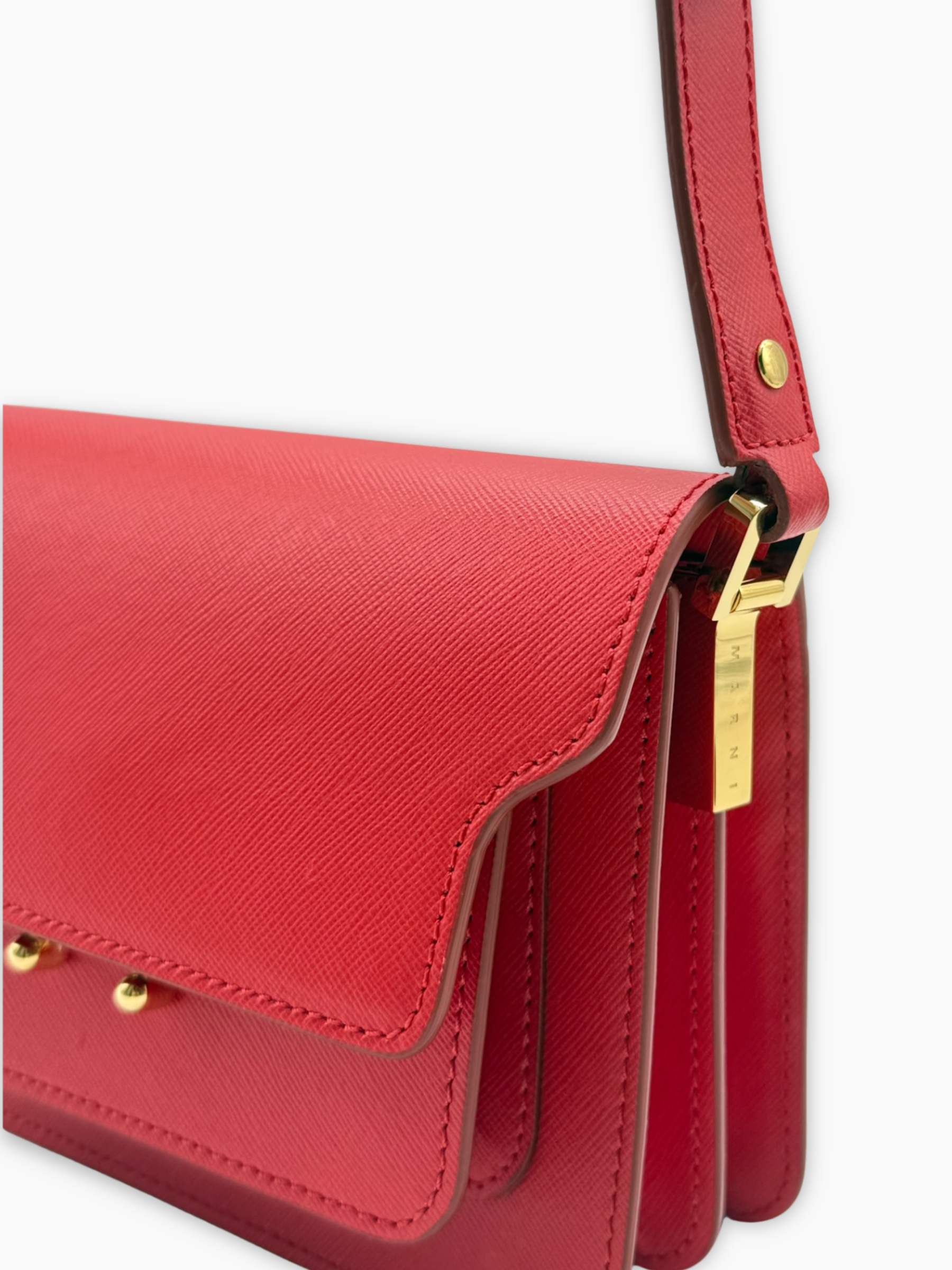 Borsa Trunk In Pelle Saffiano Rossa