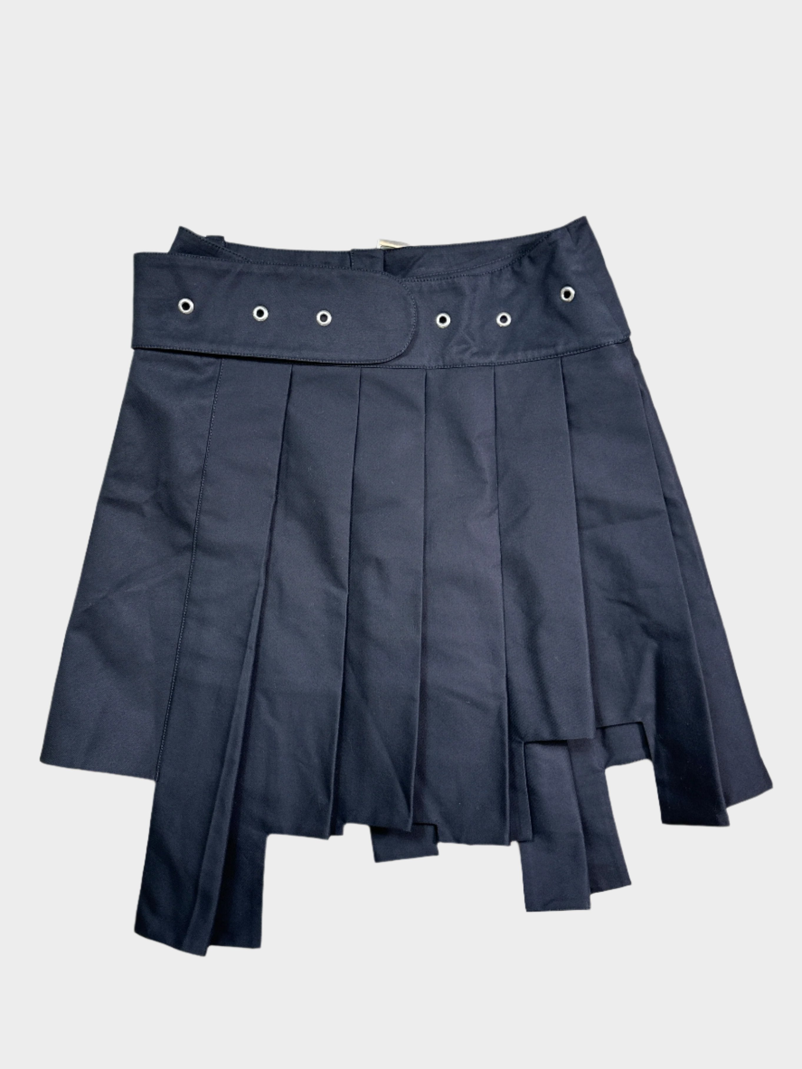 Belted Pleated Miniskirt 