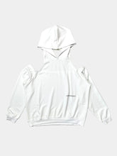 White Cut Out Hoodie -  | dBlank