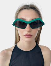 Green Acetate Rectangular Sunglasses -  | dBlank
