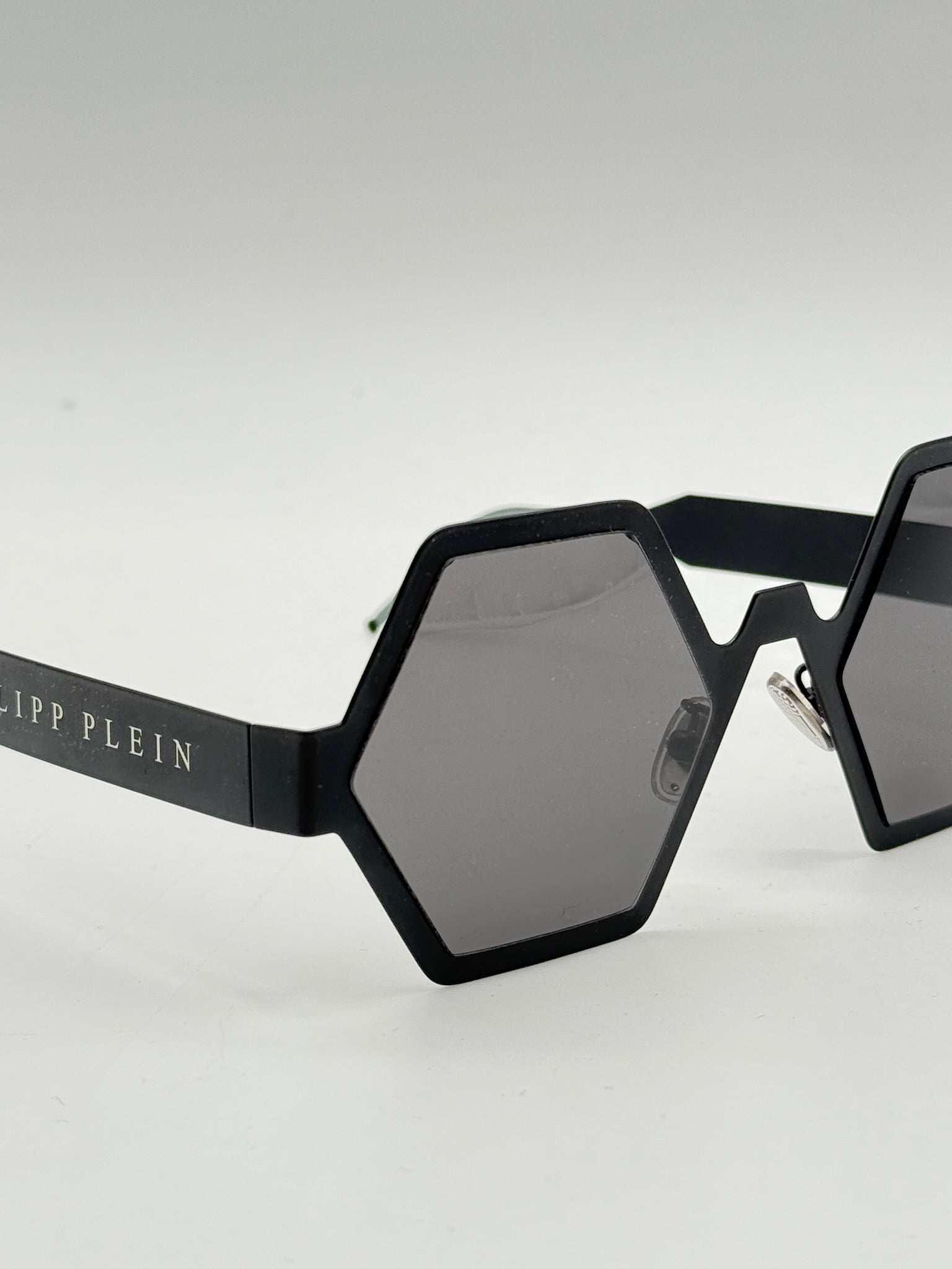 Black Hexagonal Glasses With Gray Lenses
